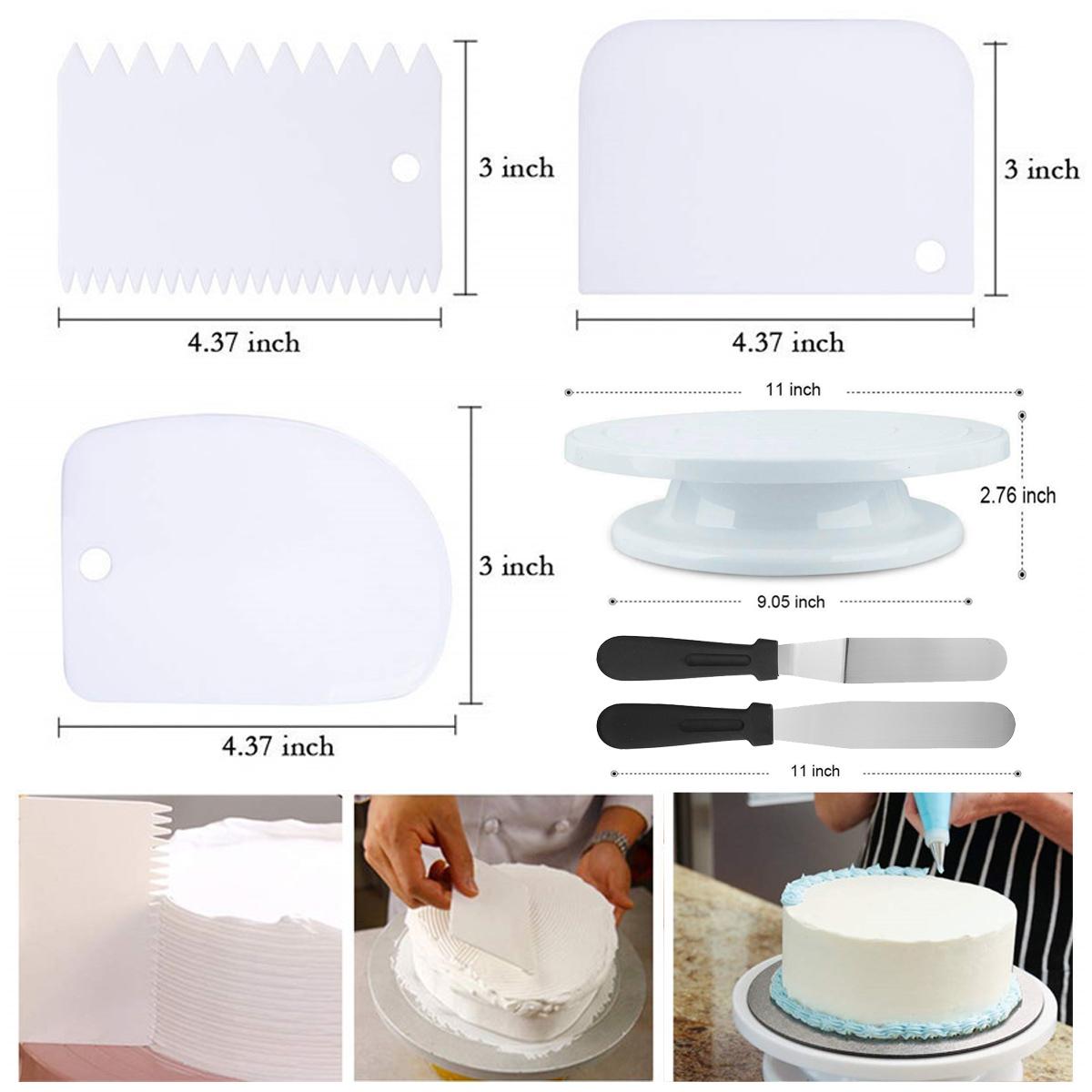 21pcs Cake Decorating Tool Kit Baking Fondant Supplies Turntable Bag Tip Spatula