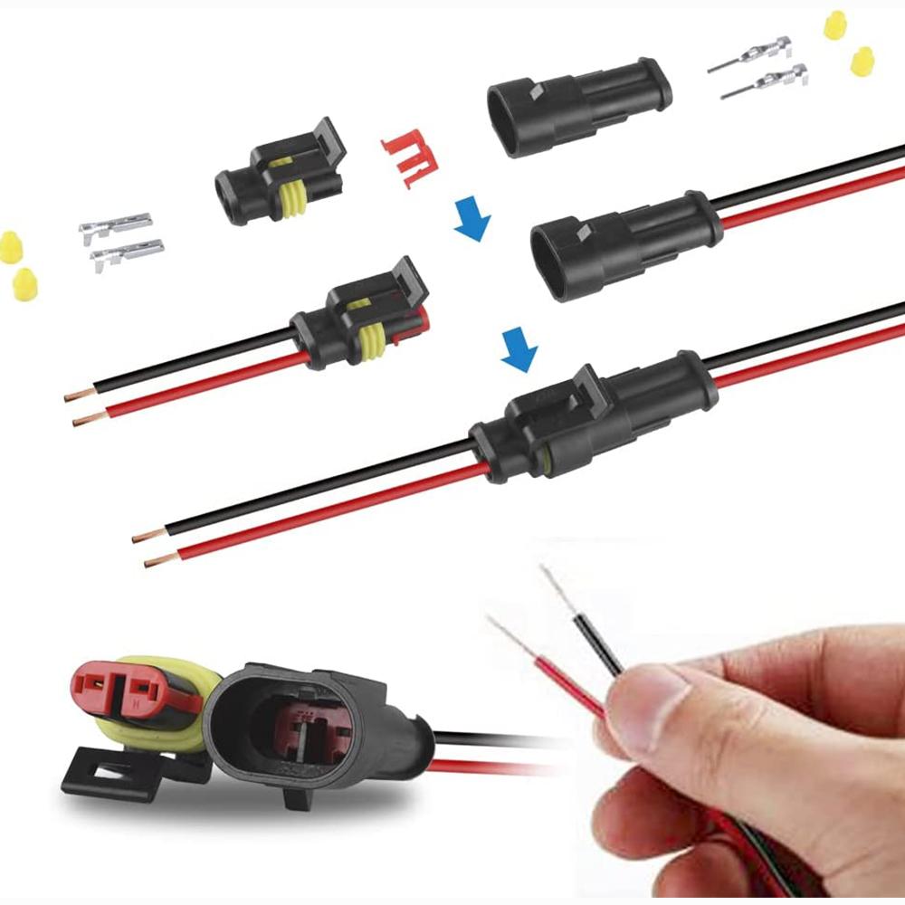 240Pcs 20 Kits 2 Pin Connector Automotive Electrical Connectors Quick Connect 2 Pin Wire Connectors Waterproof Connector 2 Way Wire Connector