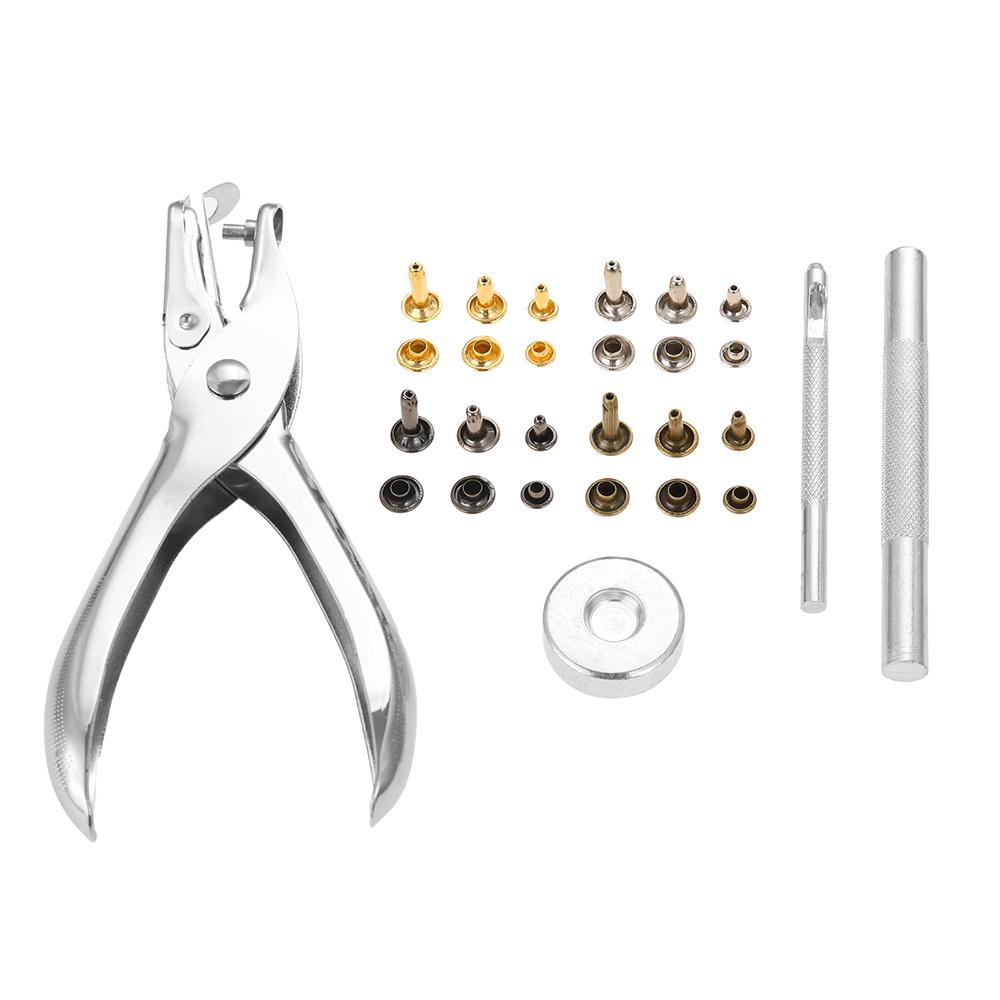 360Pcs/Set Leather Rivets Double Cap Rivet Tubular Metal Studs 1 Sizes with Punch Pliers and 3 Pieces Setting Tool Kit