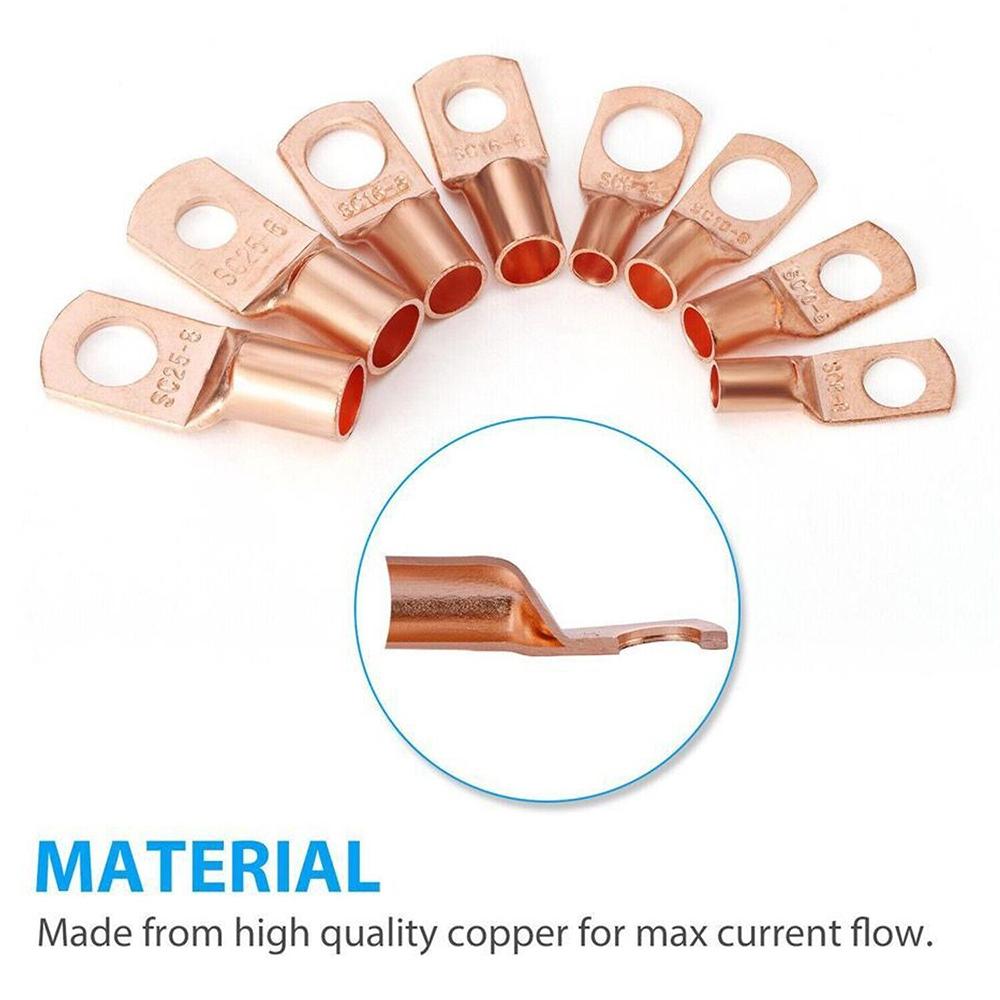 60pcs Wire Lug Connector Ring SC6-25 Copper Connectors Bare Cable Electric Crimp Terminal Connector Kit