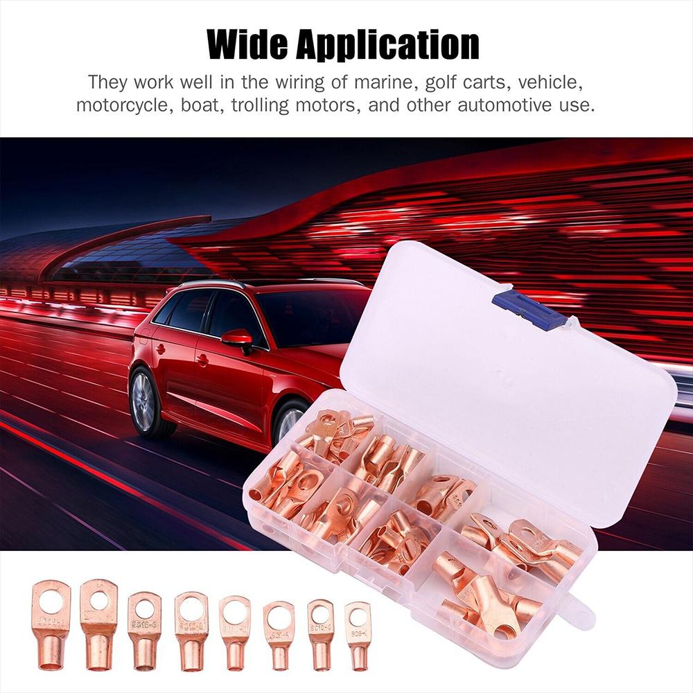 60pcs Wire Lug Connector Ring SC6-25 Copper Connectors Bare Cable Electric Crimp Terminal Connector Kit
