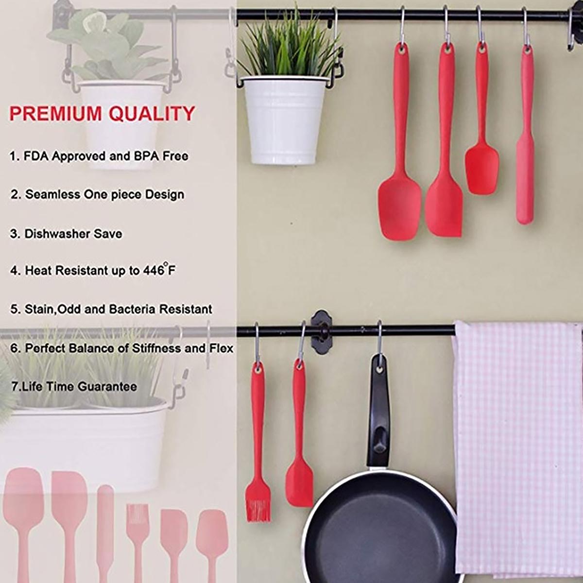 6PCS Non-Stick Rubber Spatula Set Heat-Resistant Spatula Kitchen Utensils Set Tools Kit