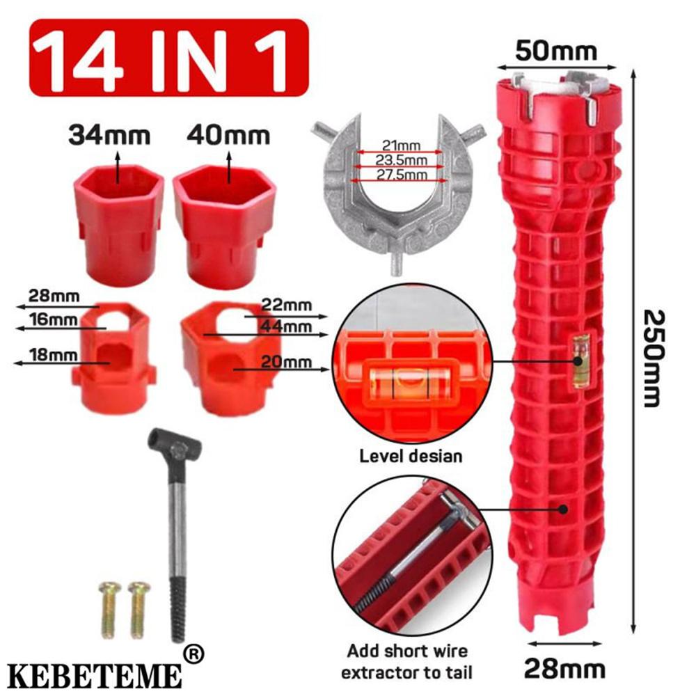 14-in-1 Sink Repair Wrench Anti-Slip Universal Multi-function Tool Made from Durable Abs Carbon Steel and Alloy Perfect