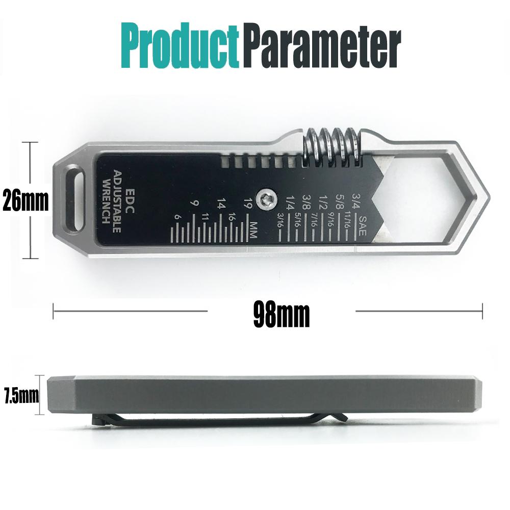 EDC Adjustable Wrench Multitool with 25 SAE and Metric Sizes One-Handed Operation Detachable Pocket Clip and Ultimate Portability