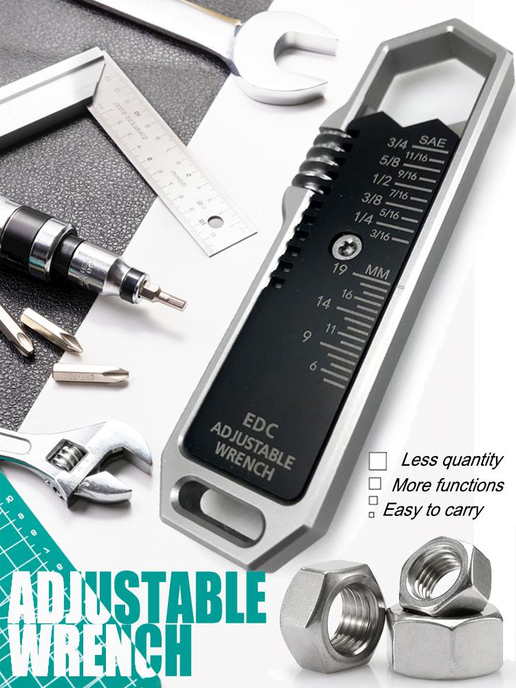 EDC Adjustable Wrench Multitool with 25 SAE and Metric Sizes One-Handed Operation Detachable Pocket Clip and Ultimate Portability