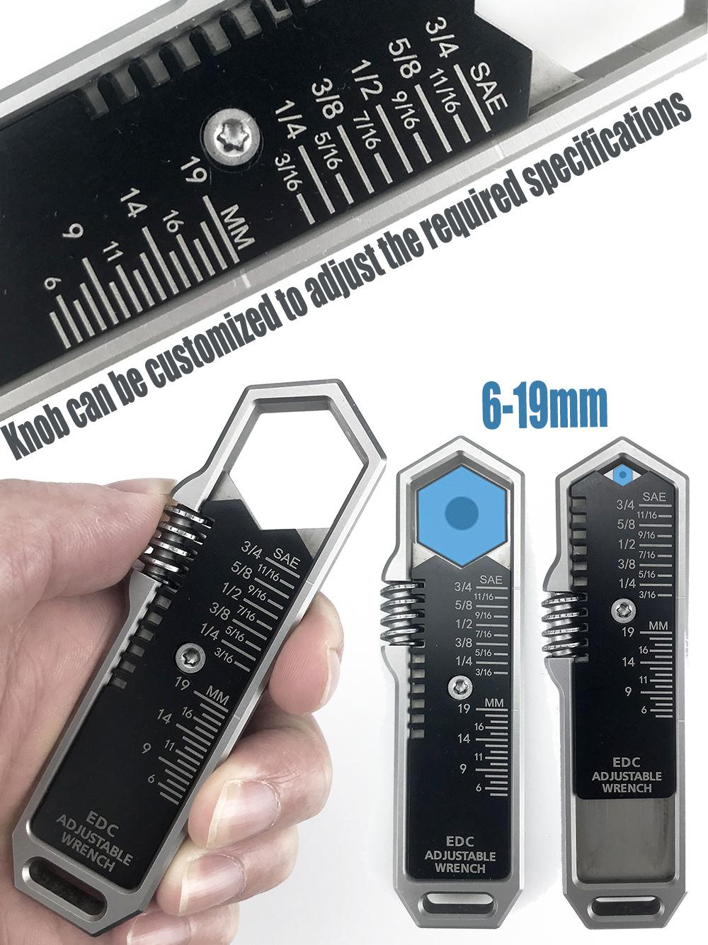 EDC Adjustable Wrench Multitool with 25 SAE and Metric Sizes One-Handed Operation Detachable Pocket Clip and Ultimate Portability
