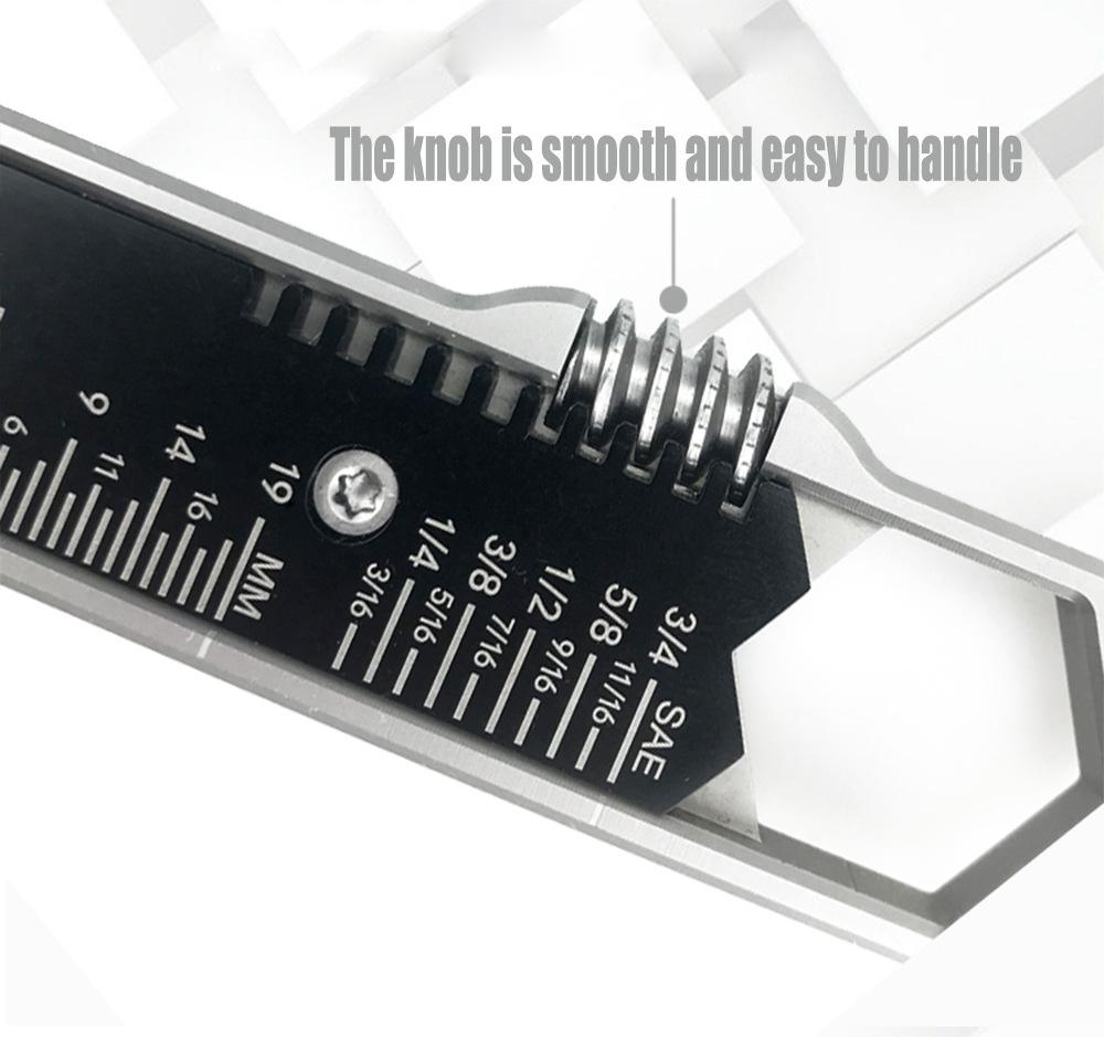 EDC Adjustable Wrench Multitool with 25 SAE and Metric Sizes One-Handed Operation Detachable Pocket Clip and Ultimate Portability