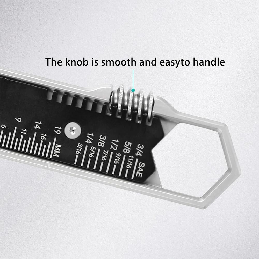 EDC Adjustable Wrench Multitool with 25 SAE and Metric Sizes One-Handed Operation Detachable Pocket Clip and Ultimate Portability