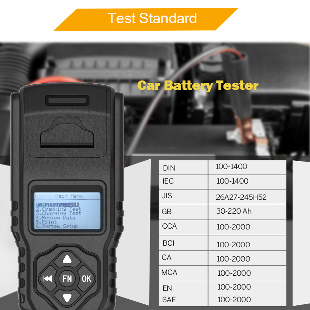 car battery tester printer lead acid 12v car battery digital alternator tester 6 led for engine starting batteries