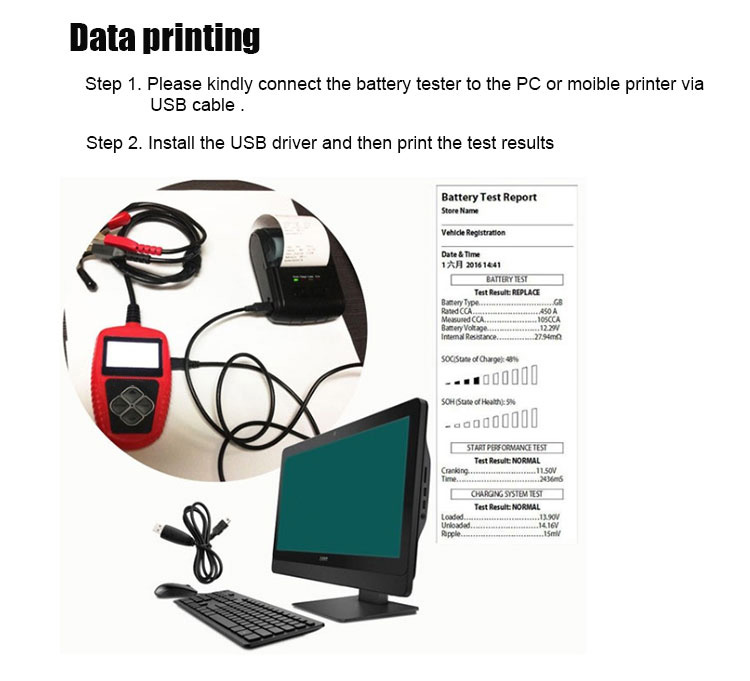 High quality  BA101 12v 24v battery tester
