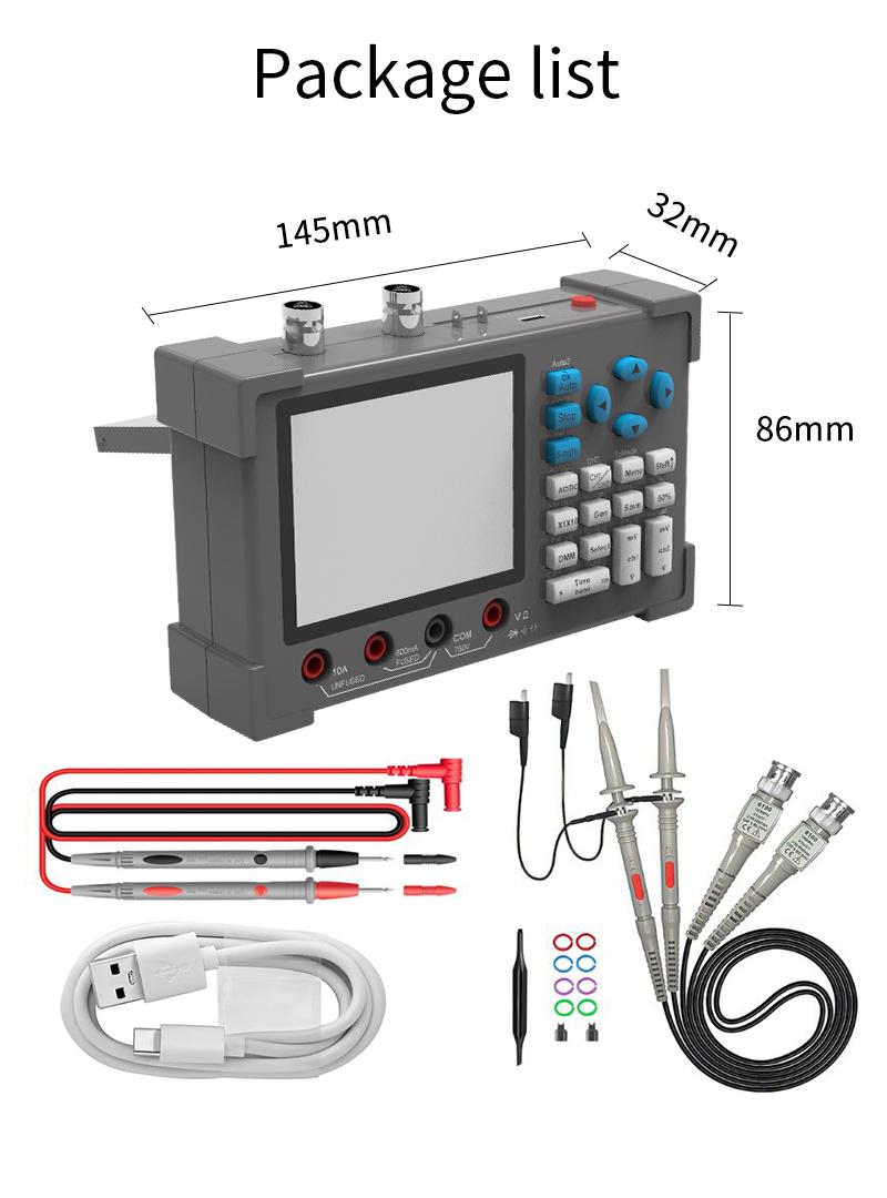 3 in1 Digital Oscilloscope Multimeter Signal Generator 120MHz IPS Display Dual Channel FFT Zoom Mode Portable Testing Tool