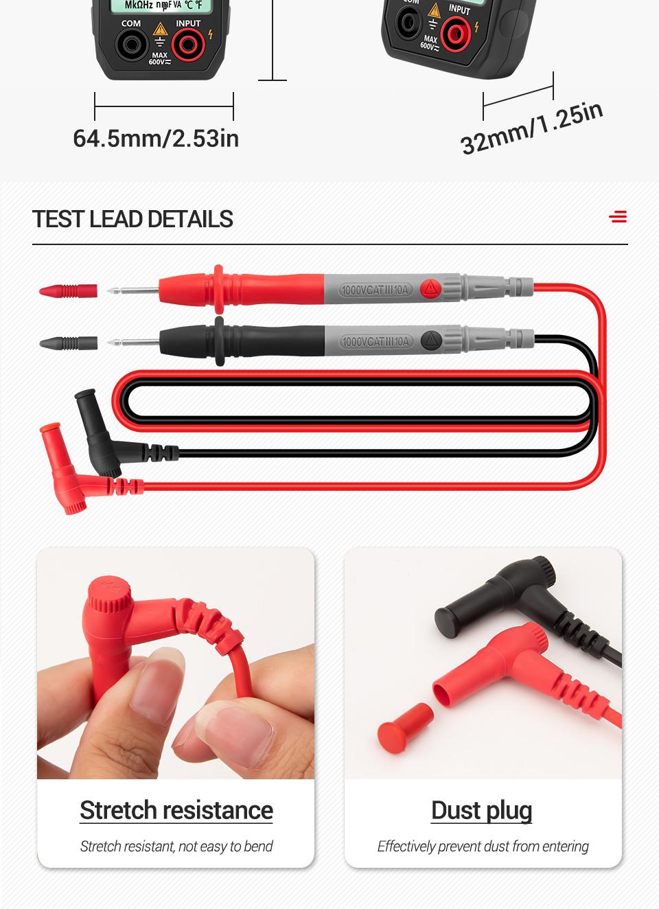 Socoje ST182 Digital Clamp Meter DC/AC Voltage Tester Clamp Multimeter Hz Capacitance NCV Ohm Test