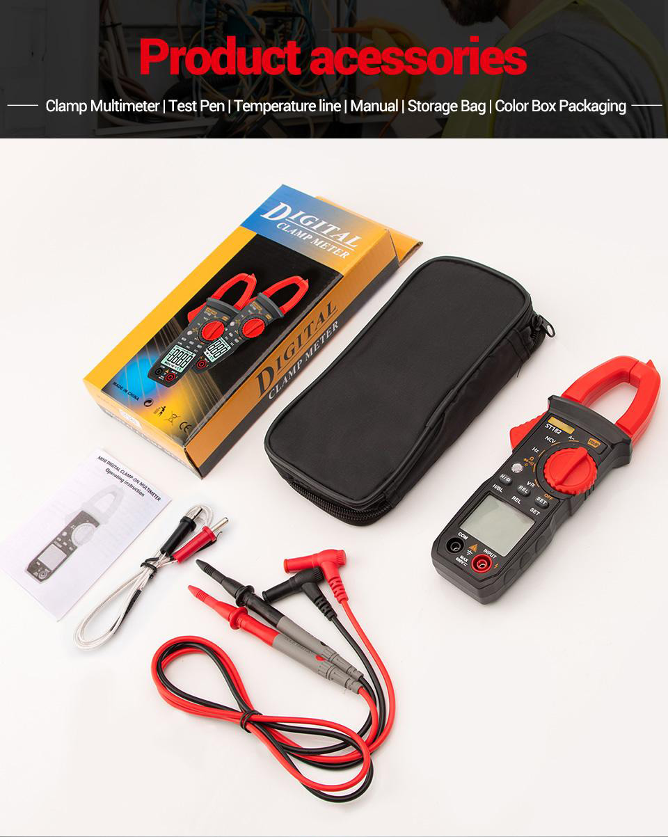 Socoje ST182 Digital Clamp Meter DC/AC Voltage Tester Clamp Multimeter Hz Capacitance NCV Ohm Test