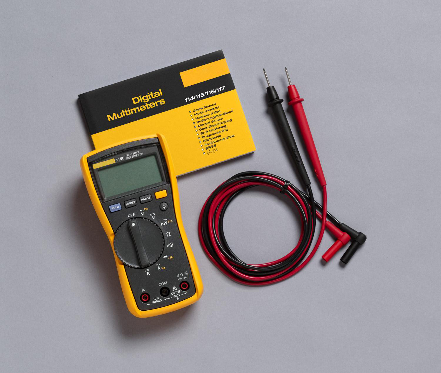 Socoje 115 Digital Multimeter AC/DC Voltage to 600V 10A,Measures Resistance,Continuity,Frequency,Capacitance,Holster and Silicone Test Lead Set
