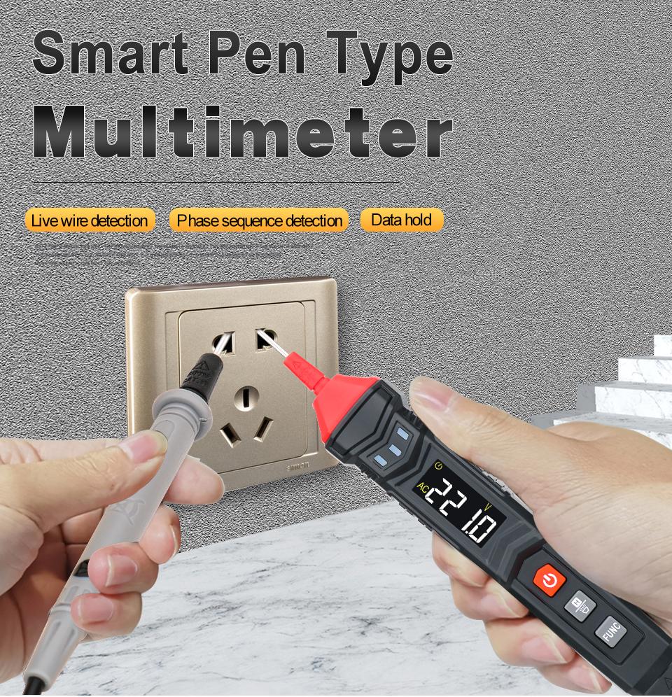 Digital Pen Type Multimeter Smart DC AC Voltage Tester Voltmeter Auto Range Resistance Capacitance True RMS Multi-meter