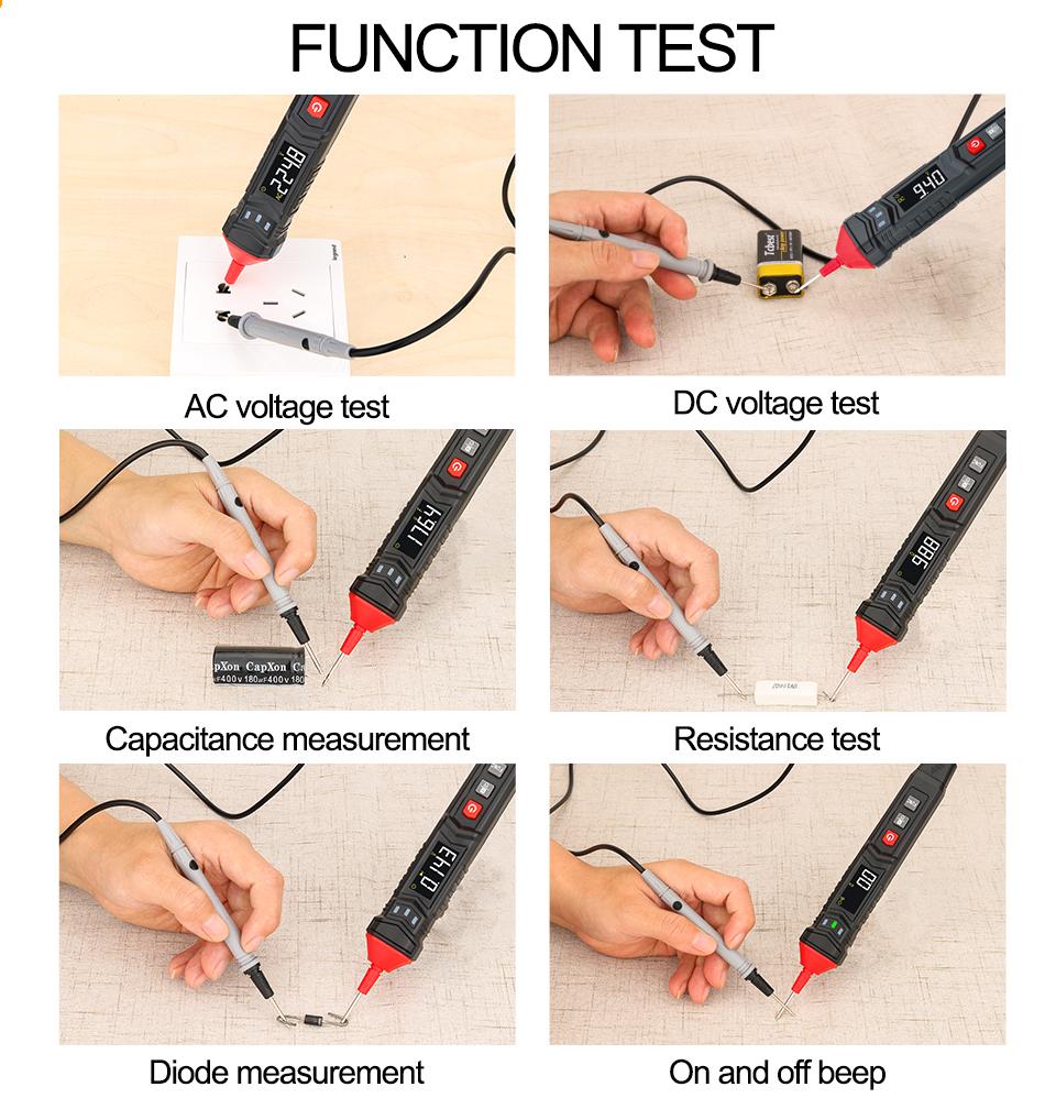 Digital Pen Type Multimeter Smart DC AC Voltage Tester Voltmeter Auto Range Resistance Capacitance True RMS Multi-meter