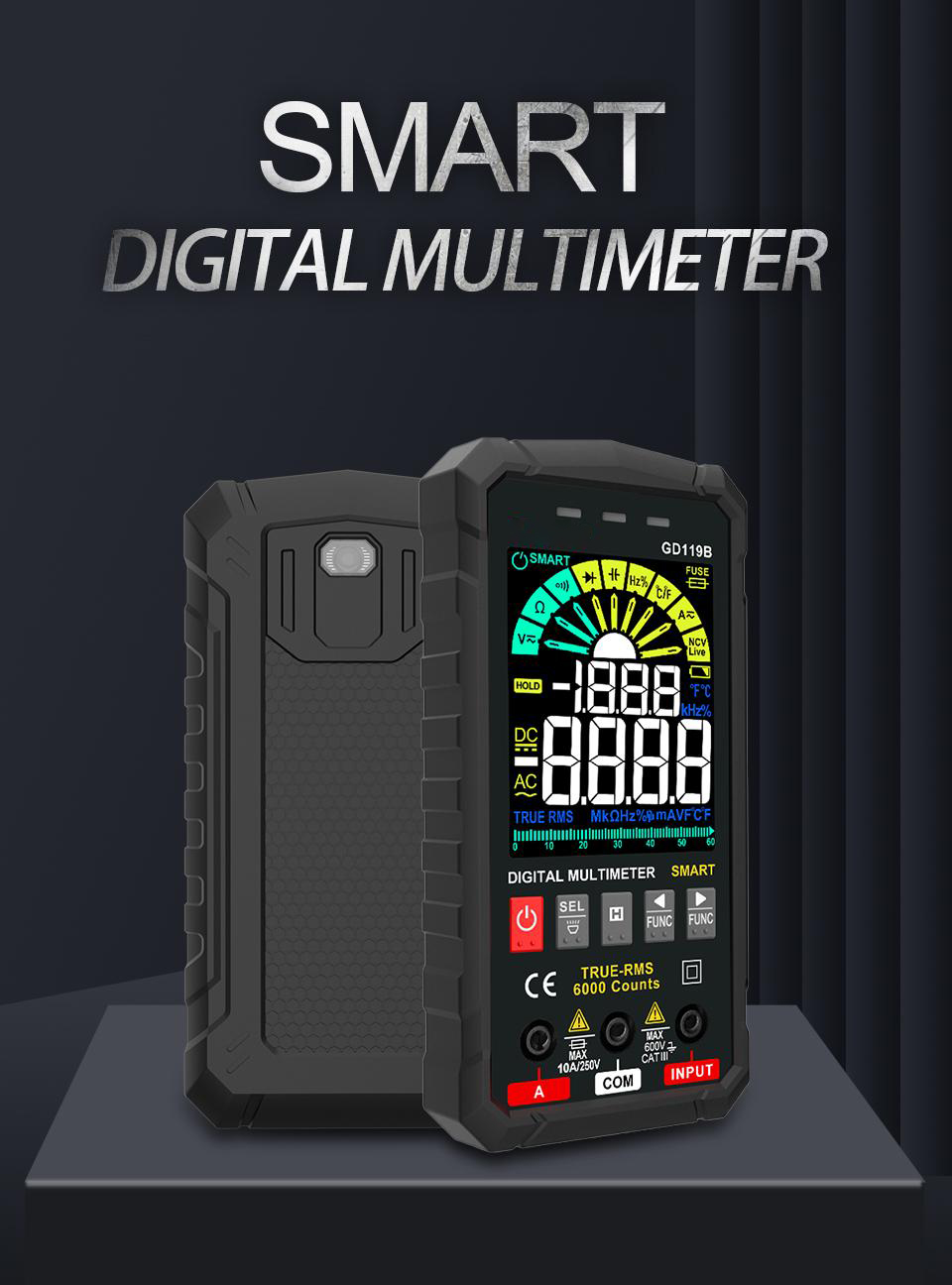 NEW Generation Digital Multimeter 600V Ture RMS AC DC NCV Smart Multimetro Tester Ohm Capacitance Hz Voltage Meter