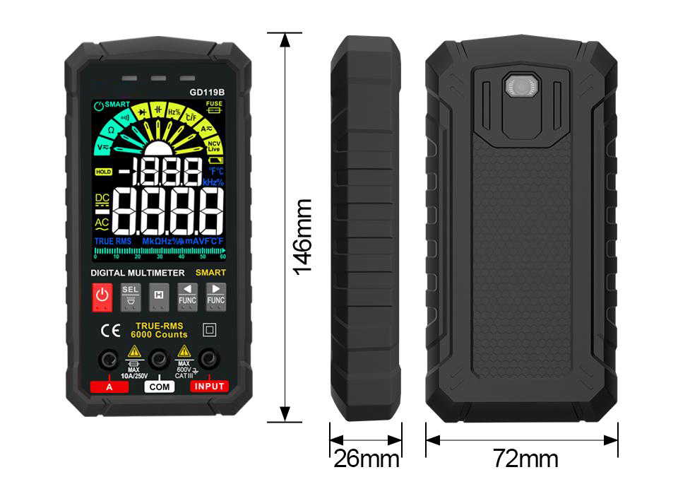 NEW Generation Digital Multimeter 600V Ture RMS AC DC NCV Smart Multimetro Tester Ohm Capacitance Hz Voltage Meter