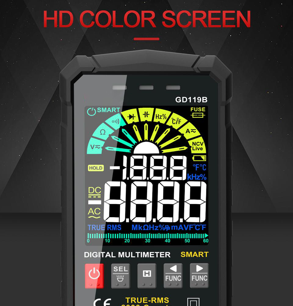 NEW Generation Digital Multimeter 600V Ture RMS AC DC NCV Smart Multimetro Tester Ohm Capacitance Hz Voltage Meter