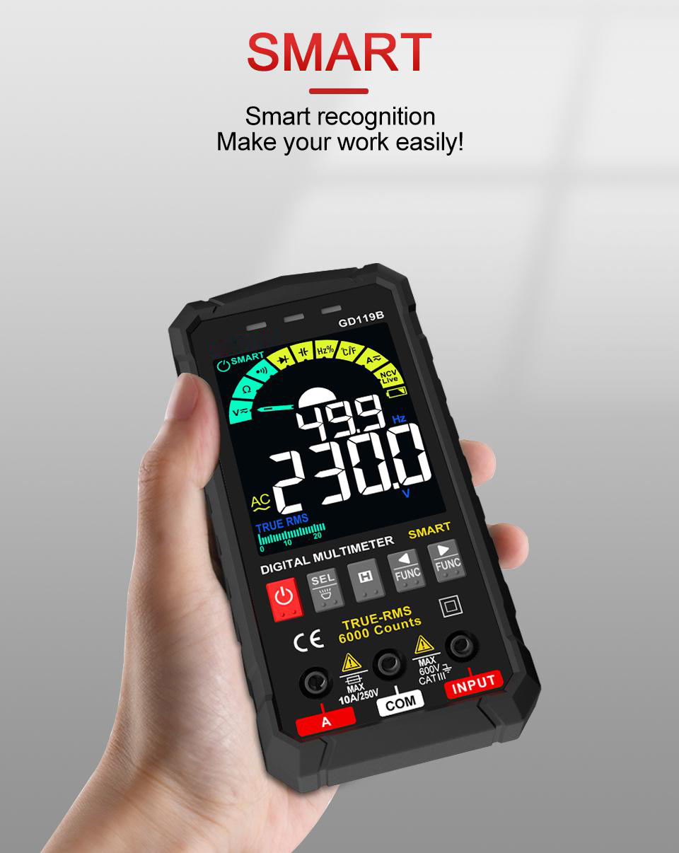 NEW Generation Digital Multimeter 600V Ture RMS AC DC NCV Smart Multimetro Tester Ohm Capacitance Hz Voltage Meter