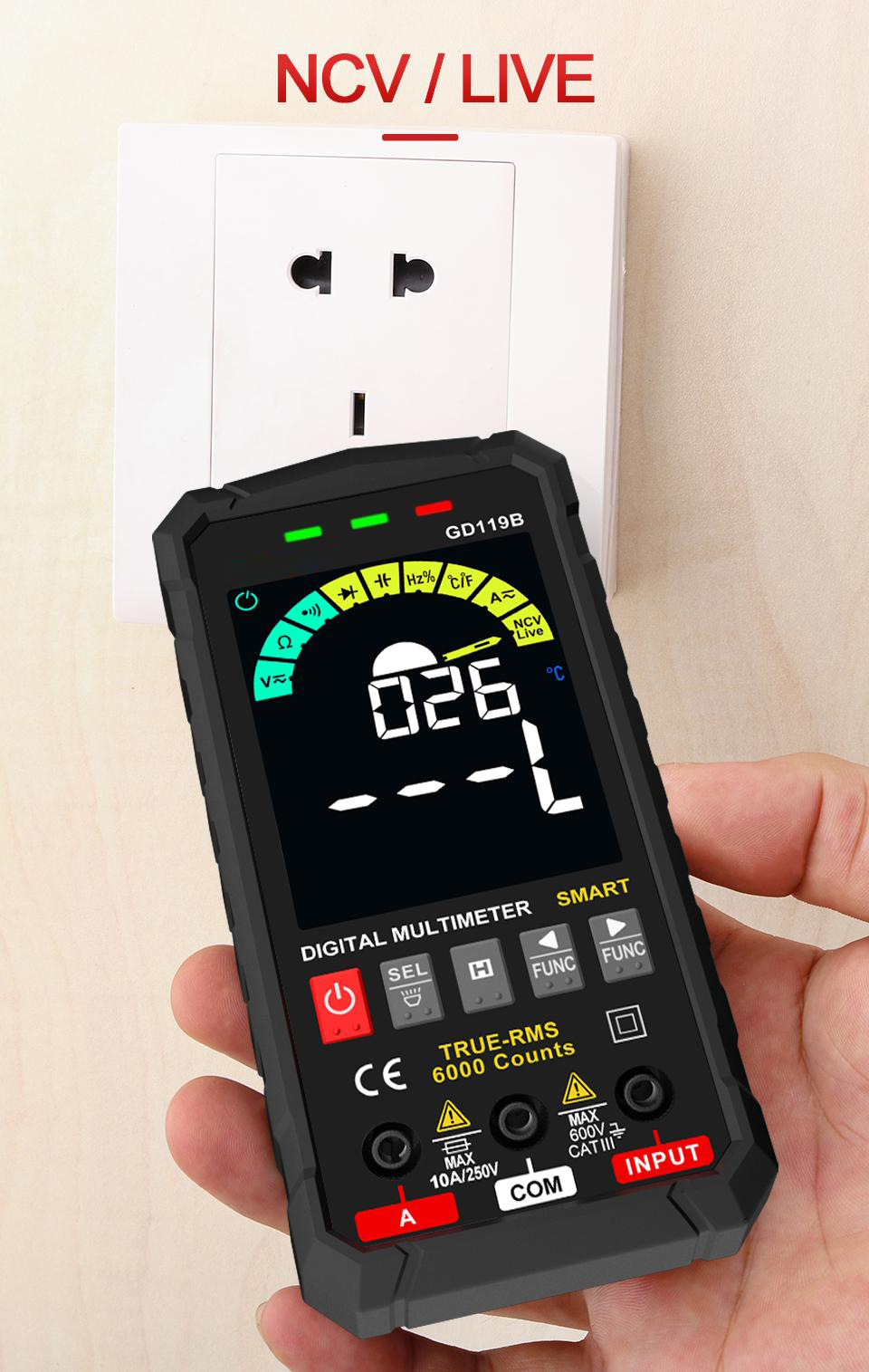 NEW Generation Digital Multimeter 600V Ture RMS AC DC NCV Smart Multimetro Tester Ohm Capacitance Hz Voltage Meter