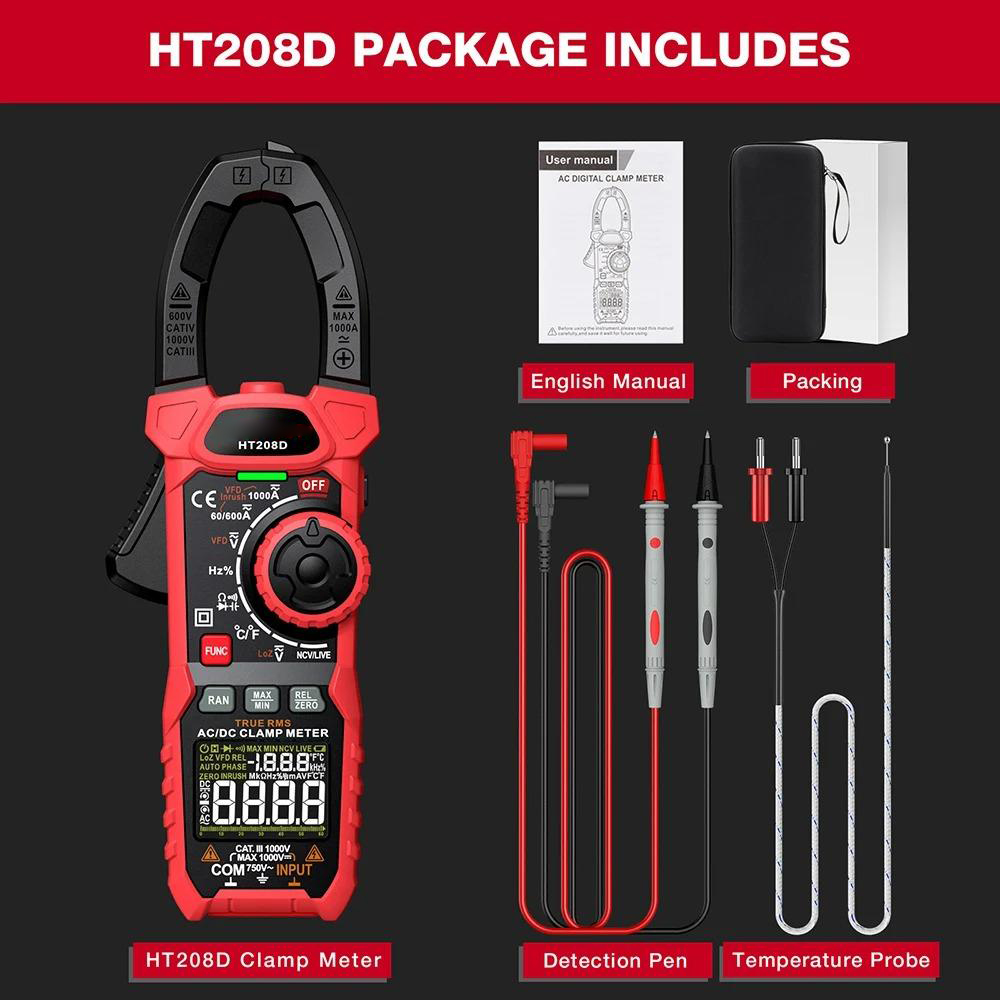 Digital Clamp Meter Multimeter High-Precision DC Voltage and AC Current Measurement Tool with Backlight Flashlight Auto Power-Off Versatile