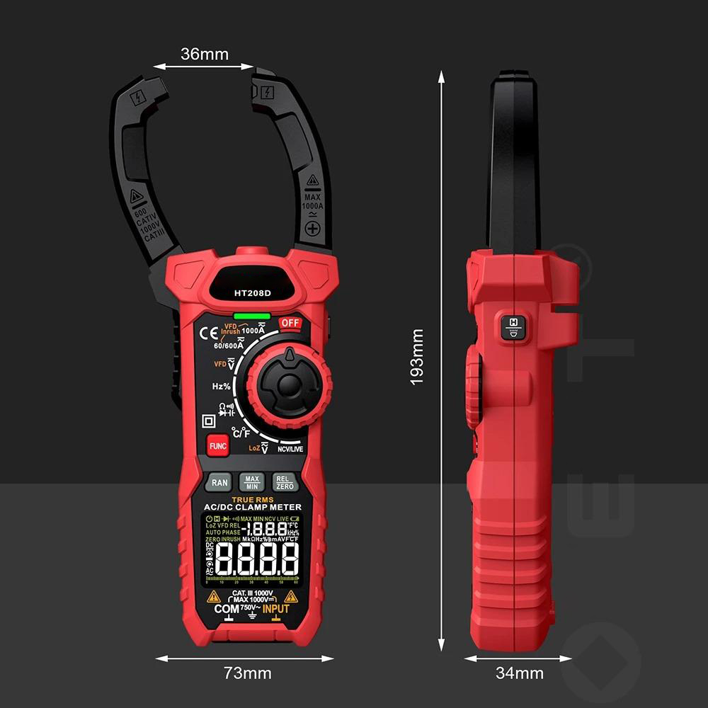 Digital Clamp Meter Multimeter High-Precision DC Voltage and AC Current Measurement Tool with Backlight Flashlight Auto Power-Off Versatile