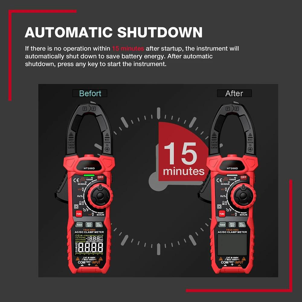 Digital Clamp Meter Multimeter High-Precision DC Voltage and AC Current Measurement Tool with Backlight Flashlight Auto Power-Off Versatile