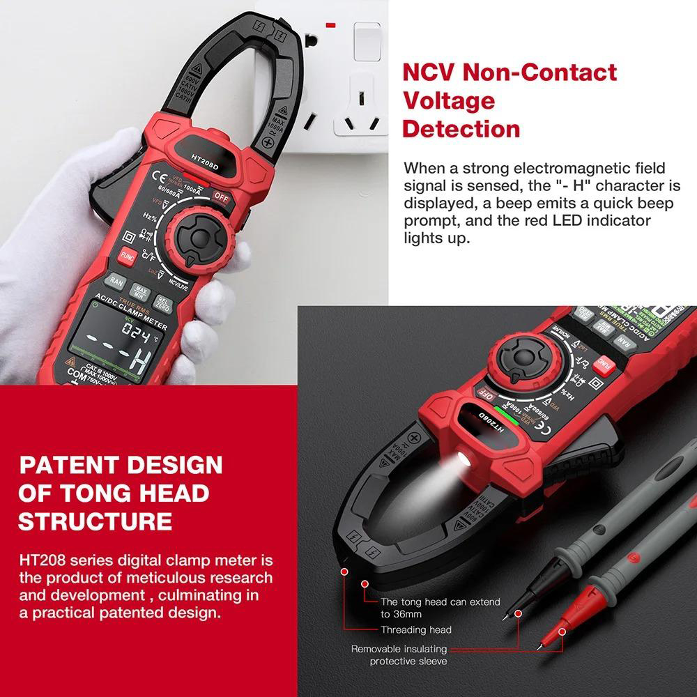 Digital Clamp Meter Multimeter High-Precision DC Voltage and AC Current Measurement Tool with Backlight Flashlight Auto Power-Off Versatile