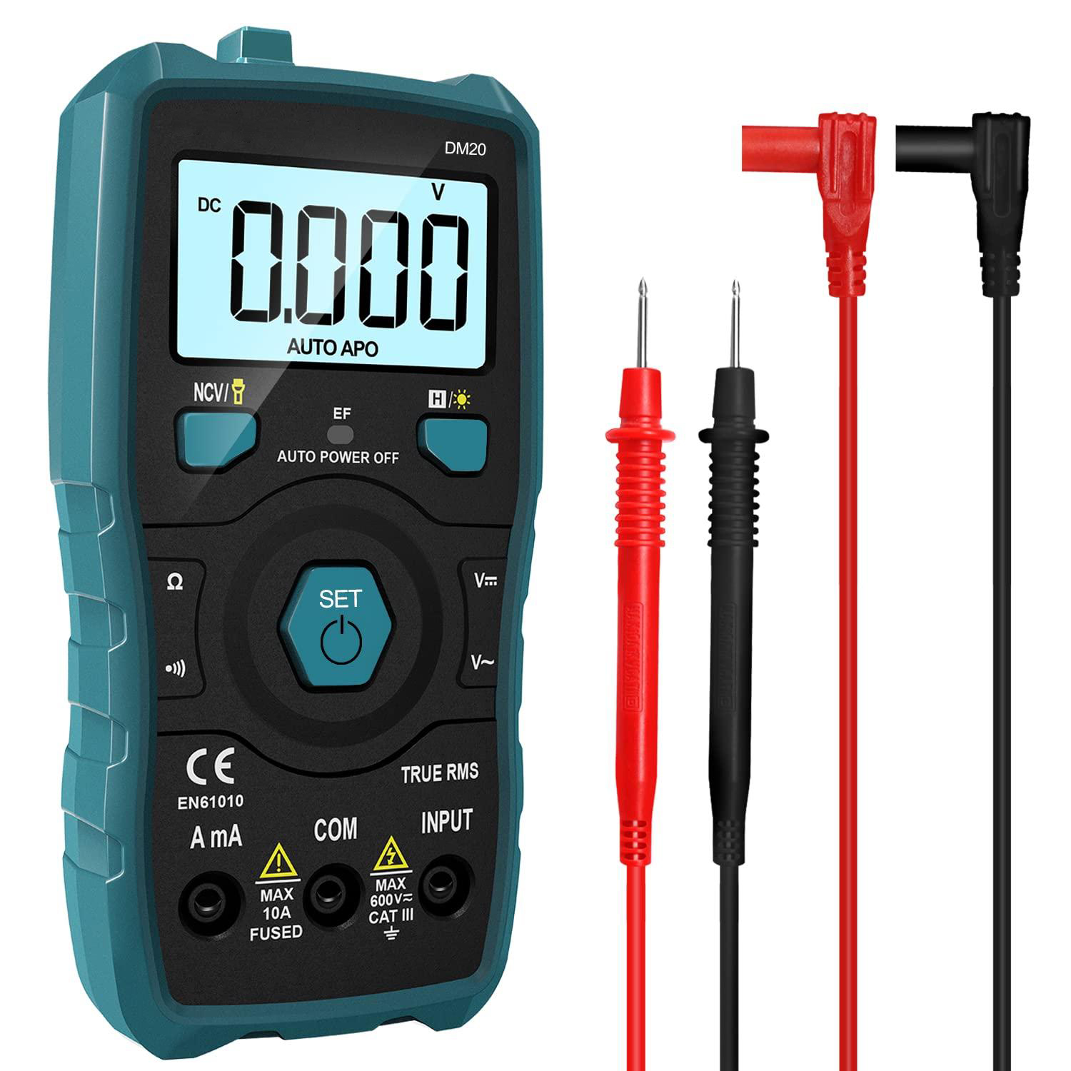 DM20 Digital Multimeter Auto-Ranging 6000 Counts Smart Electrical Tester with Non-Contact Voltage Function Safe Reliable