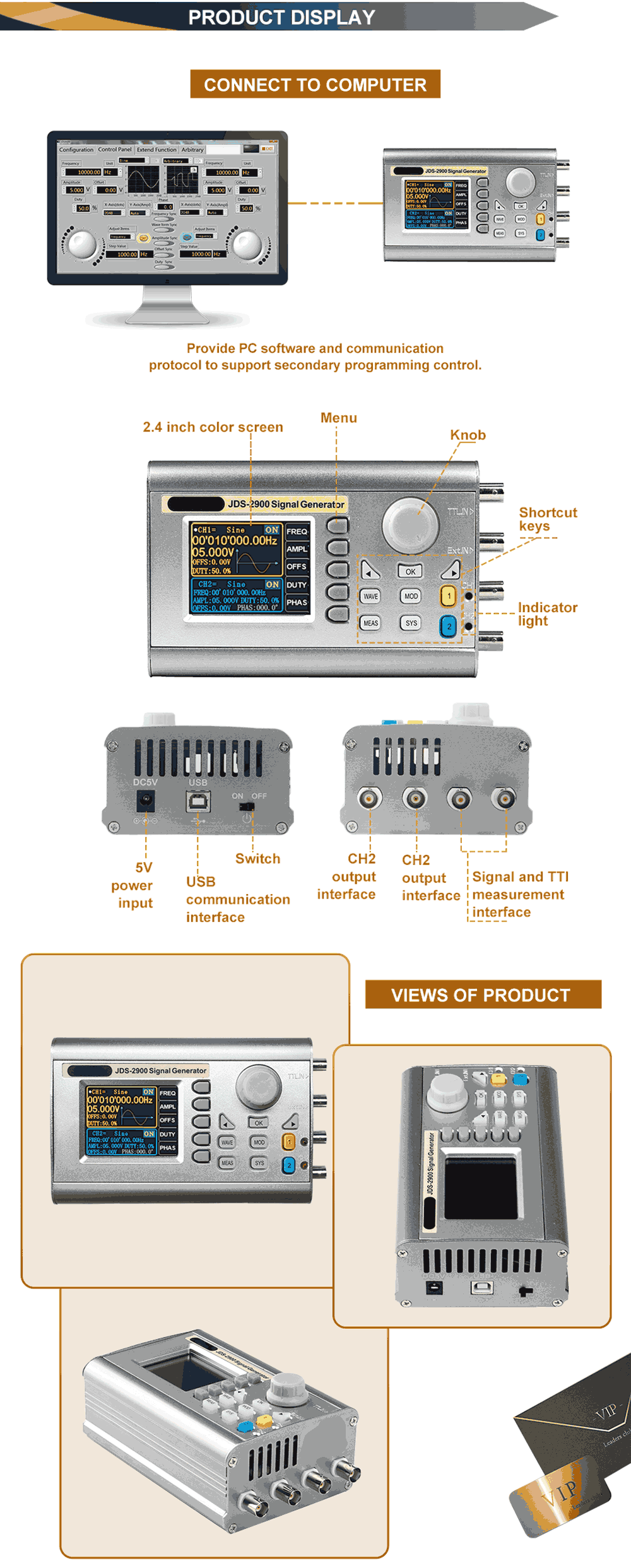 JDS2900 series 15MHz- 60MHz DDS function signal generator CNC dual-channel frequency counter Arbitrary waveform generator