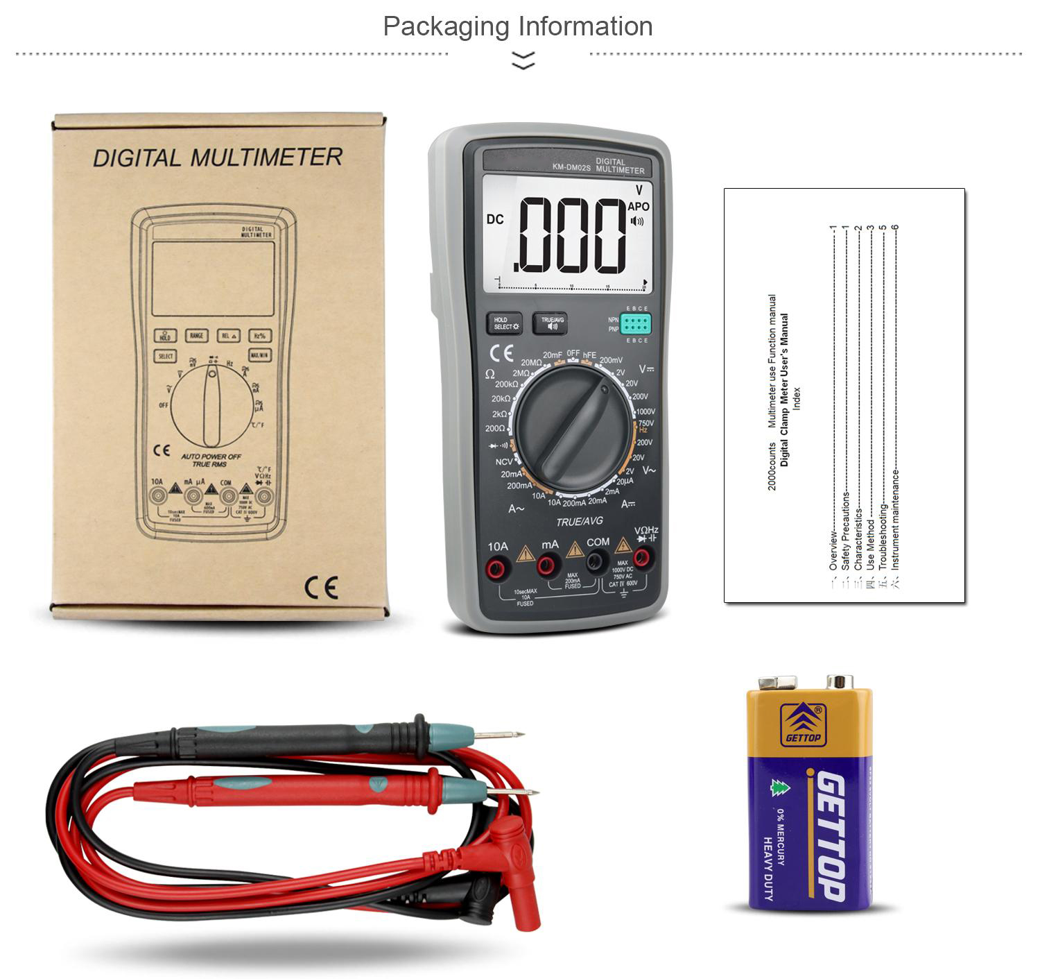 KM-DM02S Digital Multimeter with Voice Broadcast True RMS Measurement Non-Contact Voltage Detection High Precision Auto-Ranging Multimeter