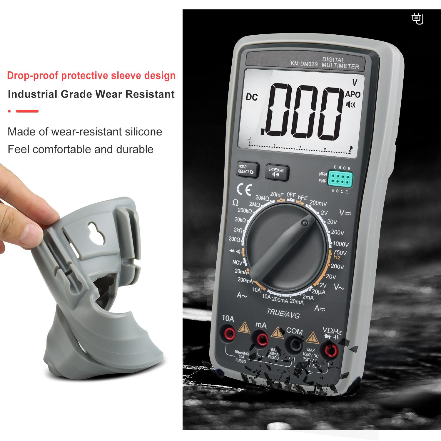 KM-DM02S Digital Multimeter with Voice Broadcast True RMS Measurement Non-Contact Voltage Detection High Precision Auto-Ranging Multimeter