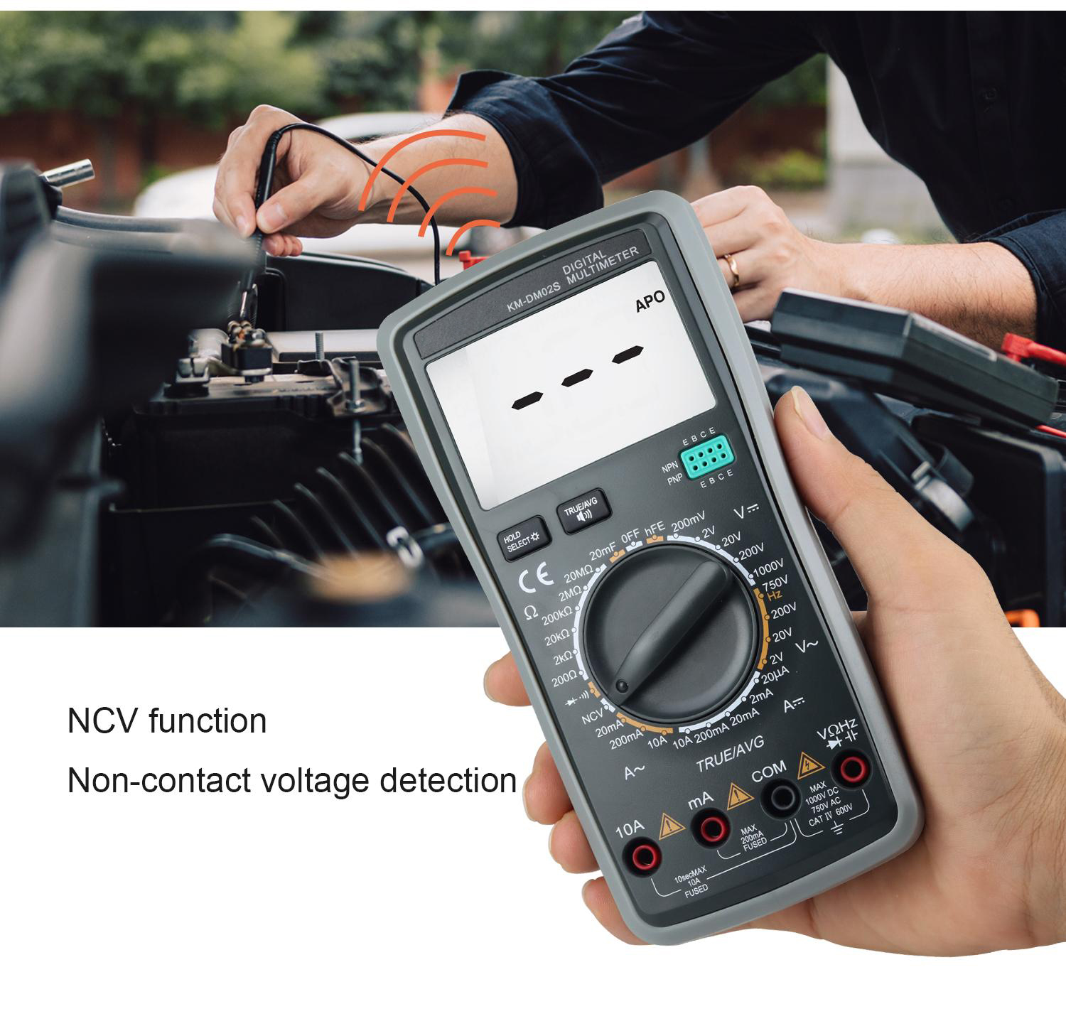 KM-DM02S Digital Multimeter with Voice Broadcast True RMS Measurement Non-Contact Voltage Detection High Precision Auto-Ranging Multimeter
