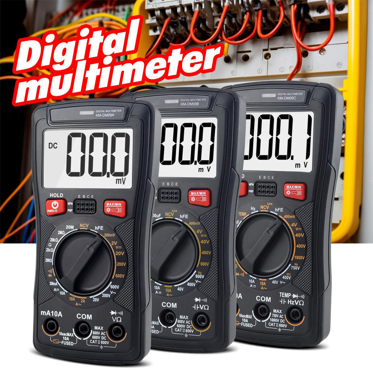 KM-DM09A/B/C Digital Multimeter High Precision DC/AC Voltage Current Resistance Capacitance True RMS NCV Diode Test Best for Electronics