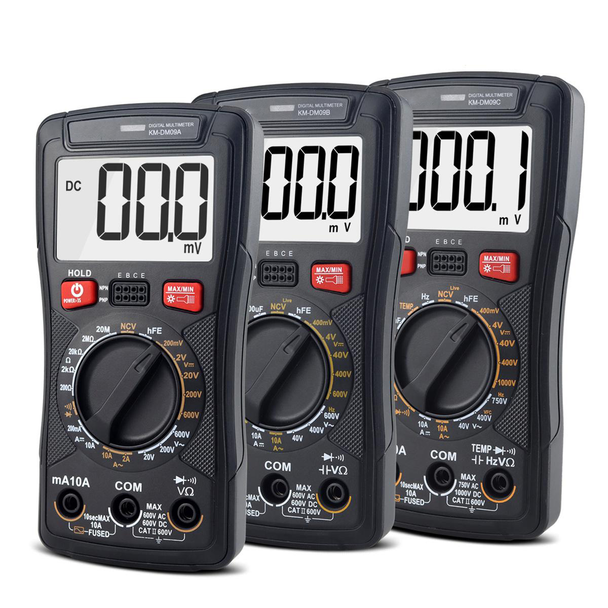 KM-DM09A/B/C Digital Multimeter High Precision DC/AC Voltage Current Resistance Capacitance True RMS NCV Diode Test Best for Electronics