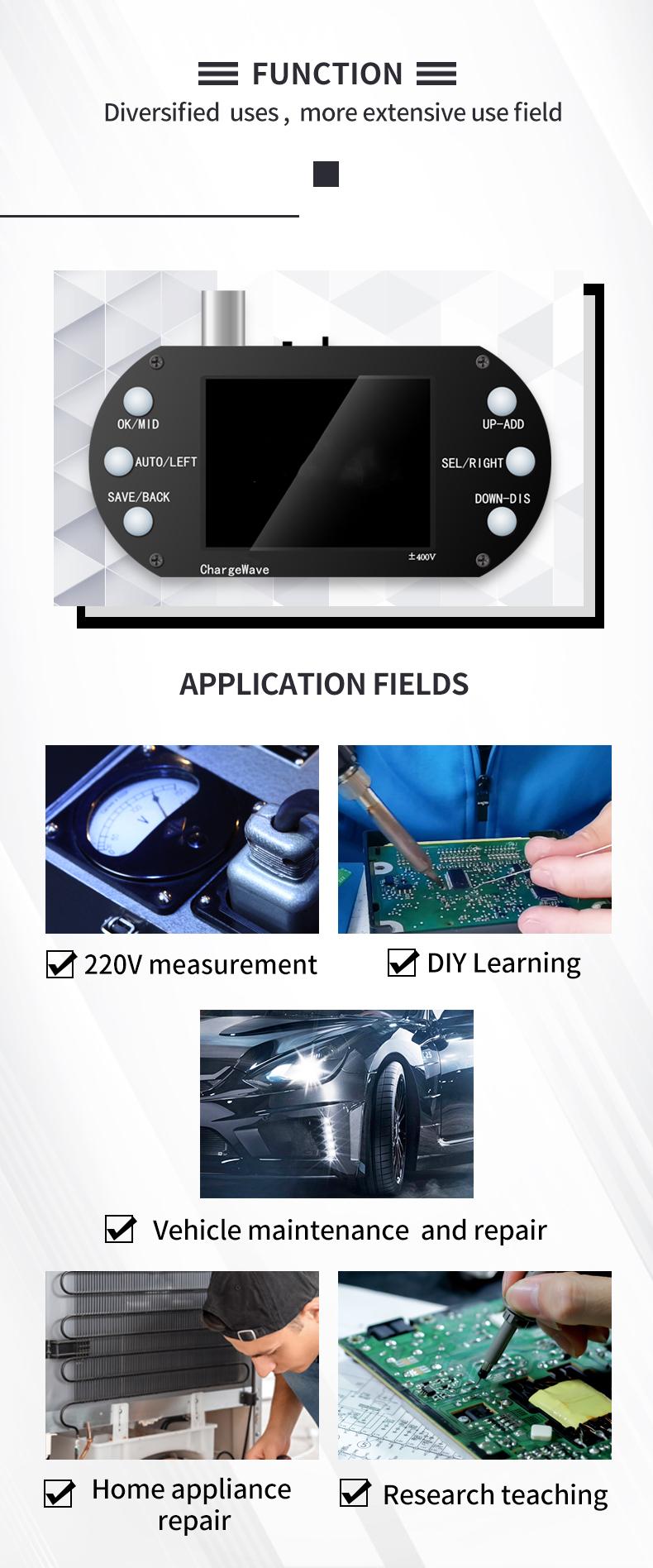 PDS138 Mini Digital Oscilloscope 2.5Mhz Sampling Rate 200Khz Bandwidth Support AUTO 80Khz PWM for Electronic Repair DIY