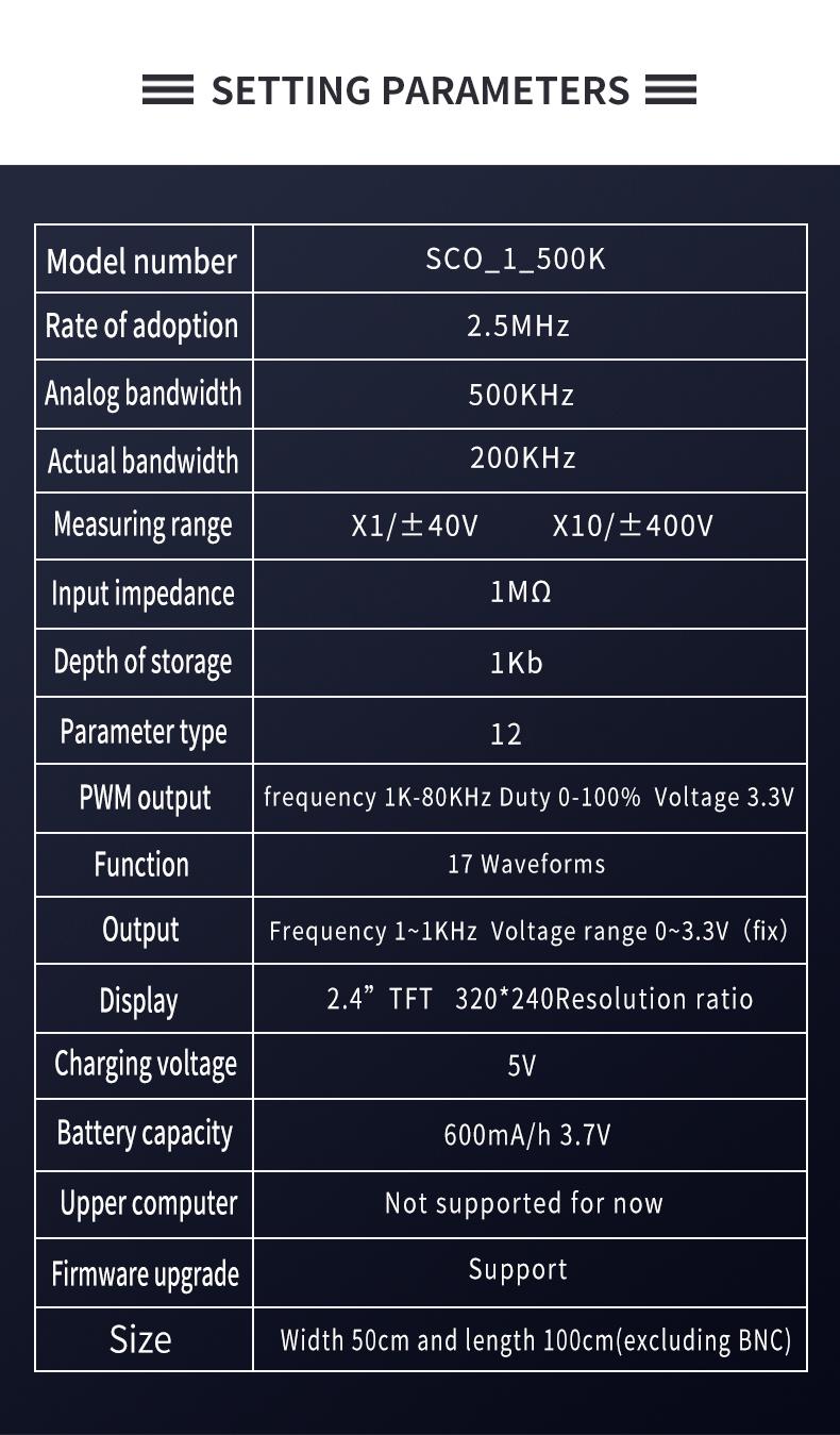 PDS138 Mini Digital Oscilloscope 2.5Mhz Sampling Rate 200Khz Bandwidth Support AUTO 80Khz PWM for Electronic Repair DIY