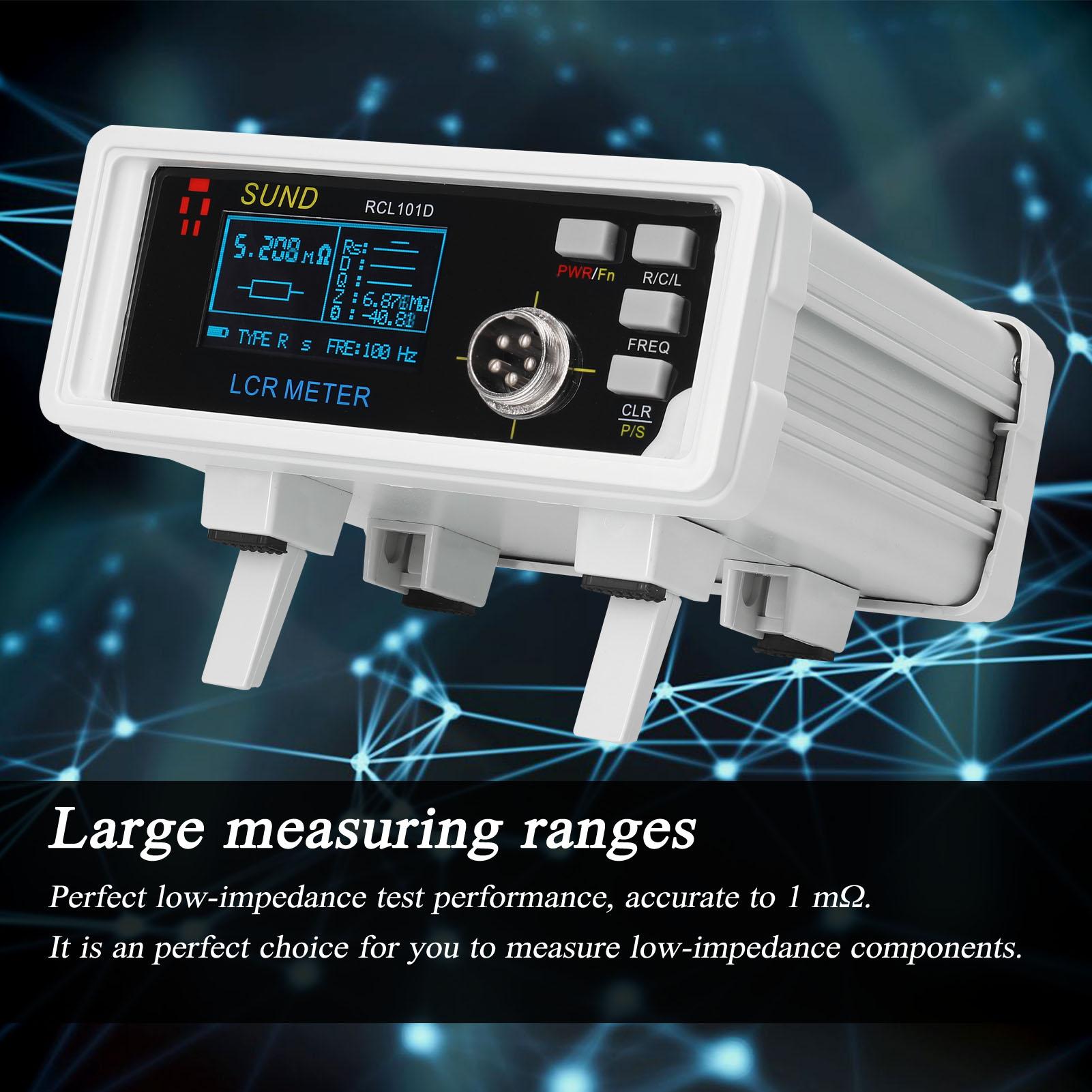 RCL101D 2.5Vrms Desktop Digital LCR Tester 100Hz/1kHz/10kHz Digital Display Bridge with OLED High-Brightness Display
