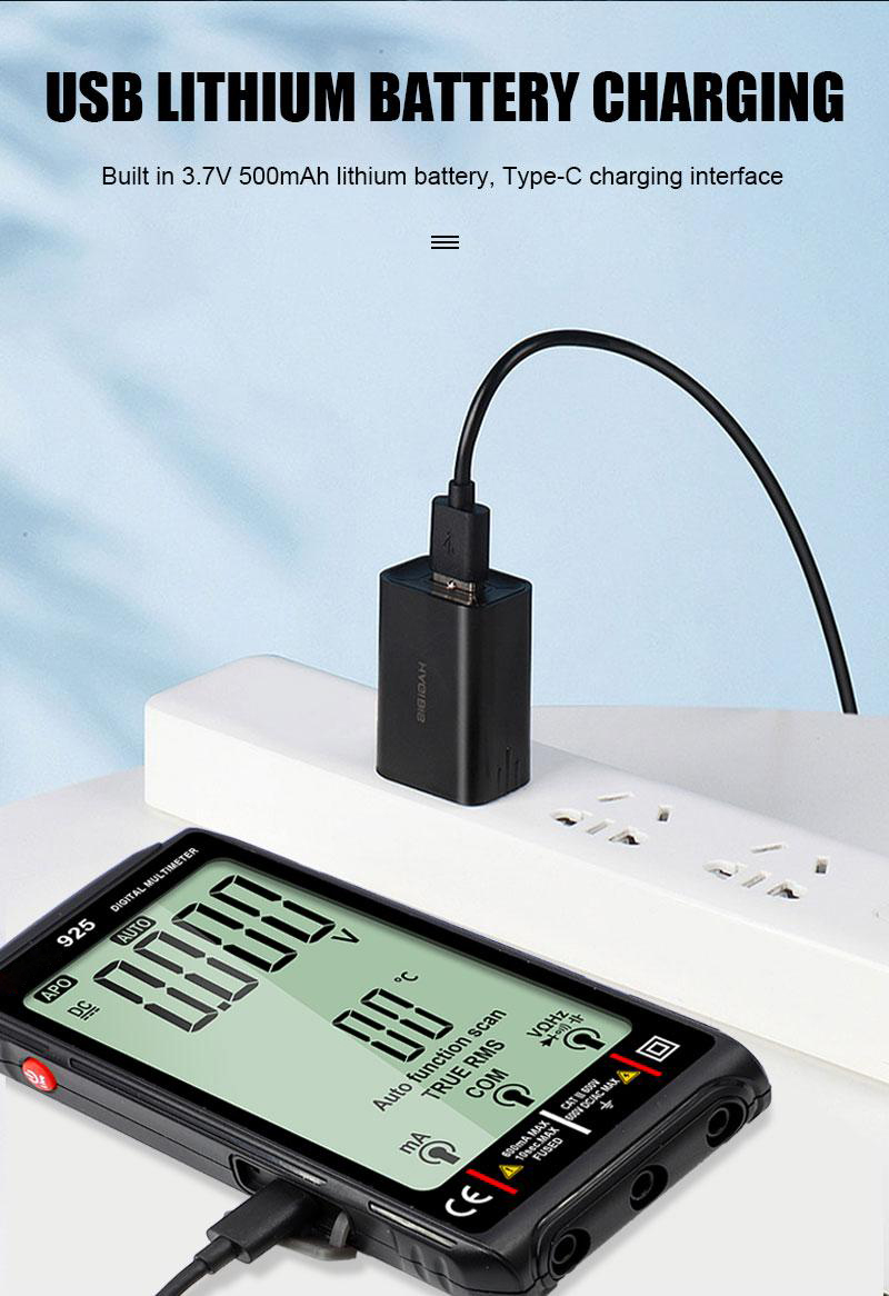 Victor 925 Digital Multimeter Full Screen 10000 Counts LCD Display NCV Diode 500mAh Lithlum Battery Frequence New Smart Tester