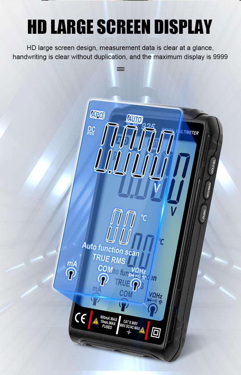 Victor 925 Digital Multimeter Full Screen 10000 Counts LCD Display NCV Diode 500mAh Lithlum Battery Frequence New Smart Tester