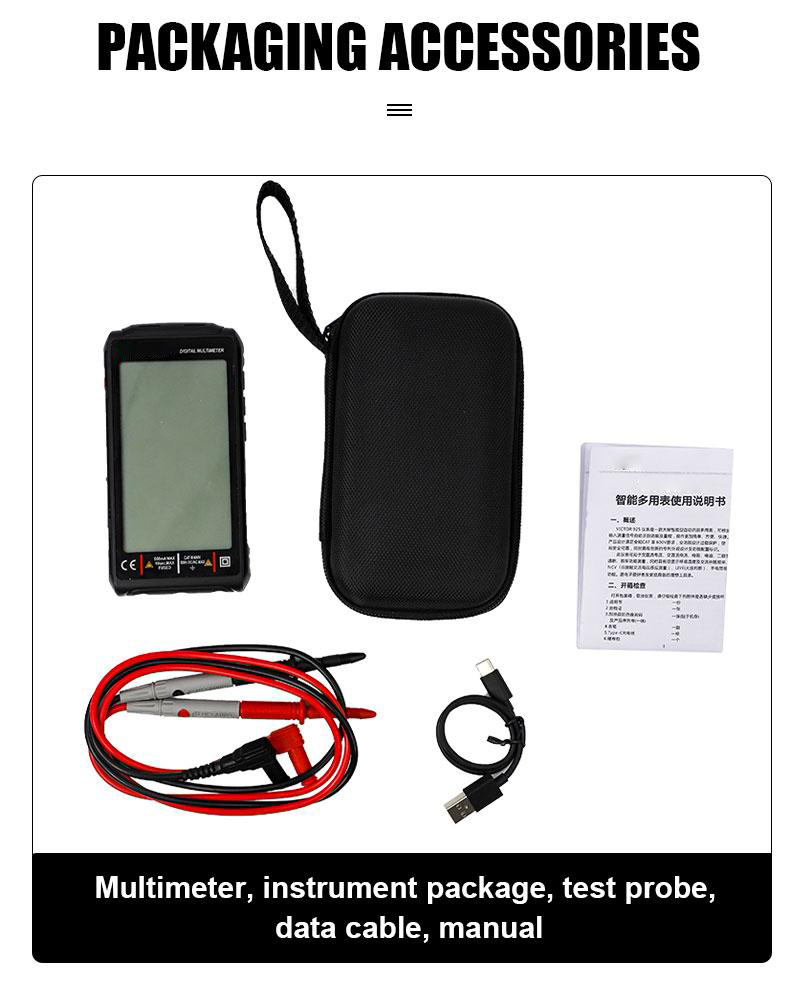 Victor 925 Digital Multimeter Full Screen 10000 Counts LCD Display NCV Diode 500mAh Lithlum Battery Frequence New Smart Tester