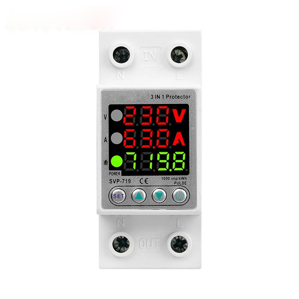 220V 40A/63A Adjustable Voltage Relay with Over Under Voltage Protection Over Current Limit Precision Wattmeter Energy Meter