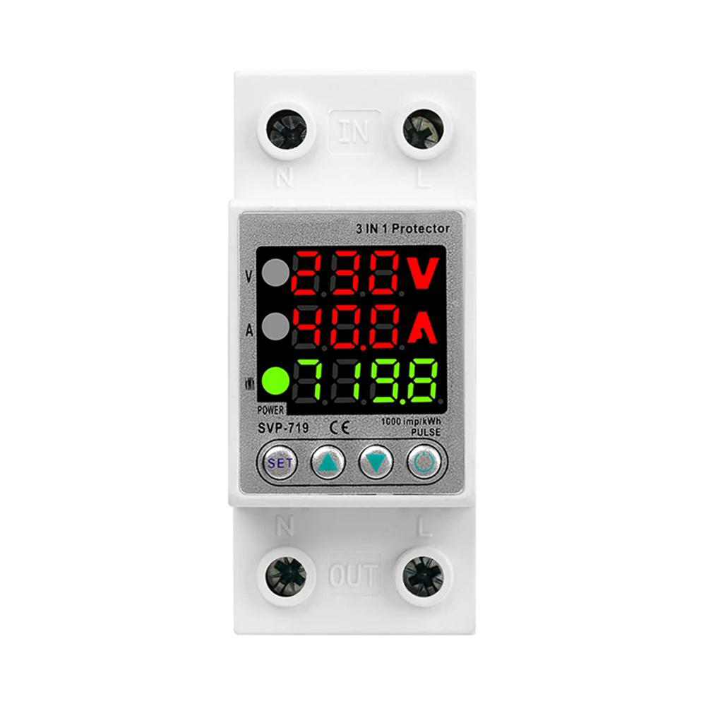 220V 40A/63A Adjustable Voltage Relay with Over Under Voltage Protection Over Current Limit Precision Wattmeter Energy Meter