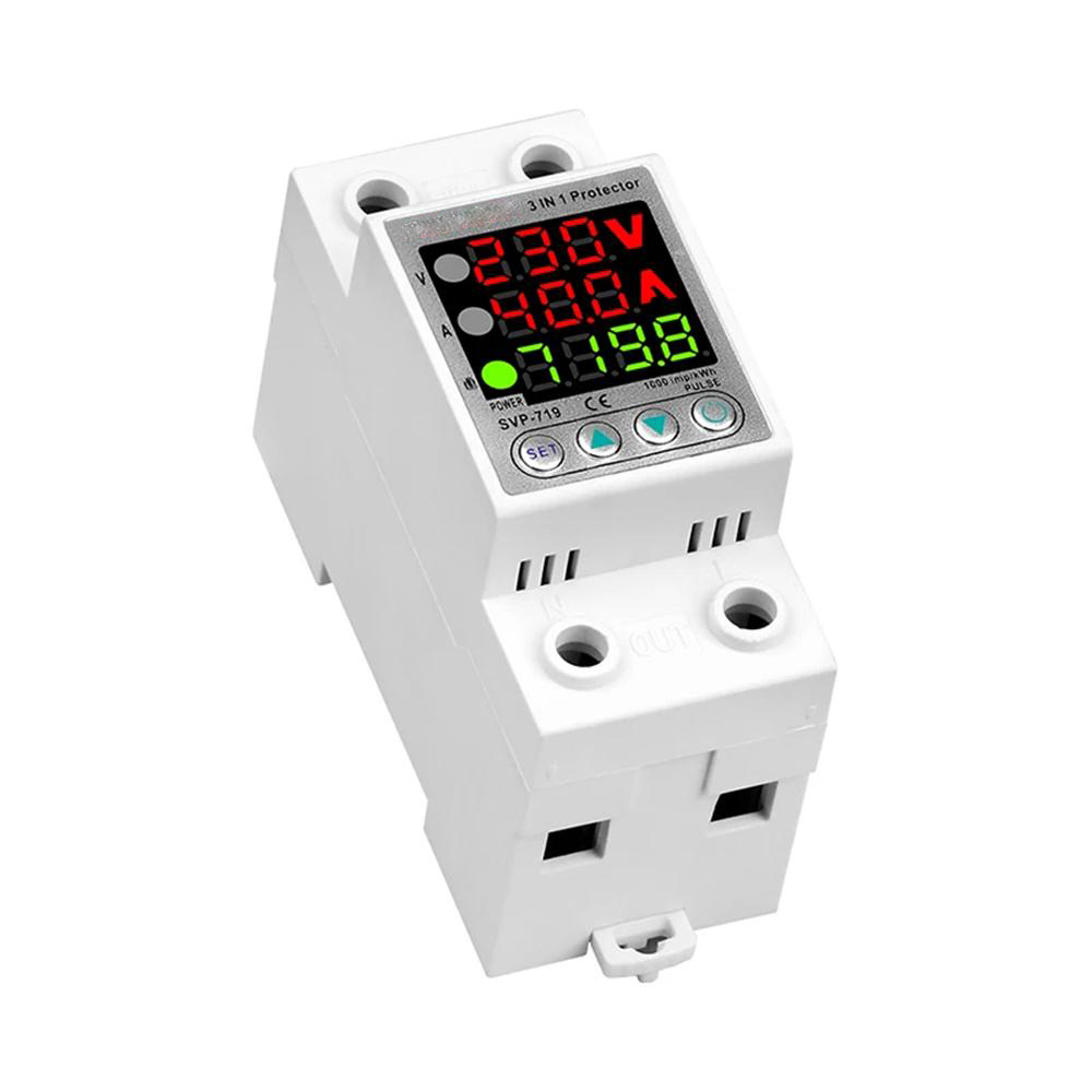 220V 40A/63A Adjustable Voltage Relay with Over Under Voltage Protection Over Current Limit Precision Wattmeter Energy Meter