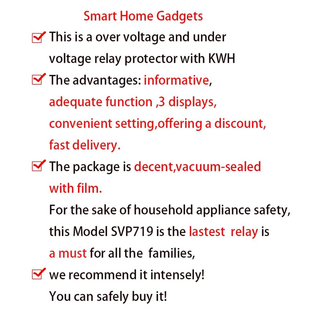 220V 40A/63A Adjustable Voltage Relay with Over Under Voltage Protection Over Current Limit Precision Wattmeter Energy Meter
