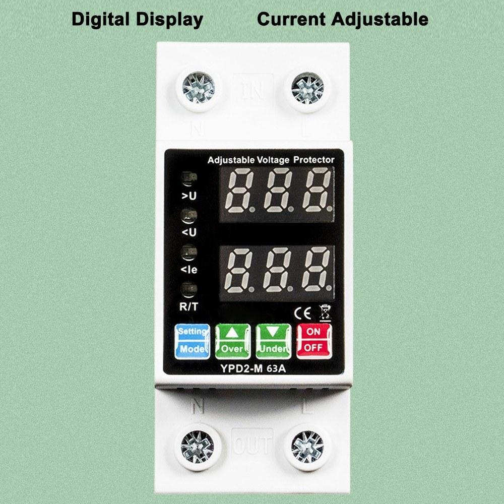 40A 63A Rated Current Automatic Reclosing Protector with Overvoltage Undervoltage Overcurrent Protection Real-Time Dual Digital Display