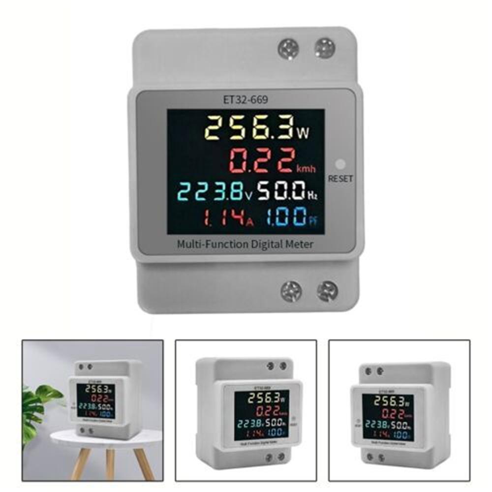 ET32-669 High Precision Professional Electrical Meter with Full-view LCD Screen Measures Voltage Current Power Frequency and Power Factor