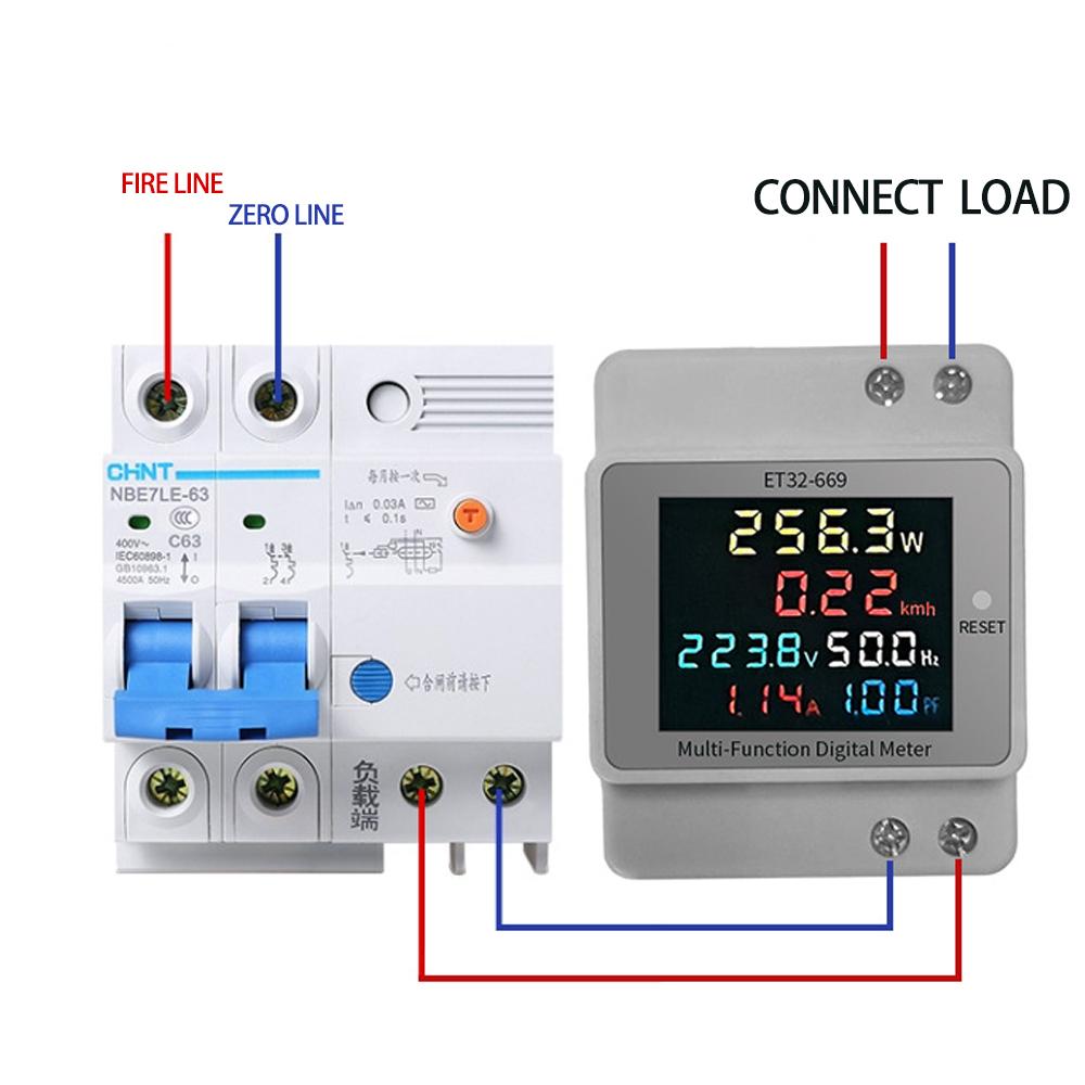 ET32-669 High Precision Professional Electrical Meter with Full-view LCD Screen Measures Voltage Current Power Frequency and Power Factor
