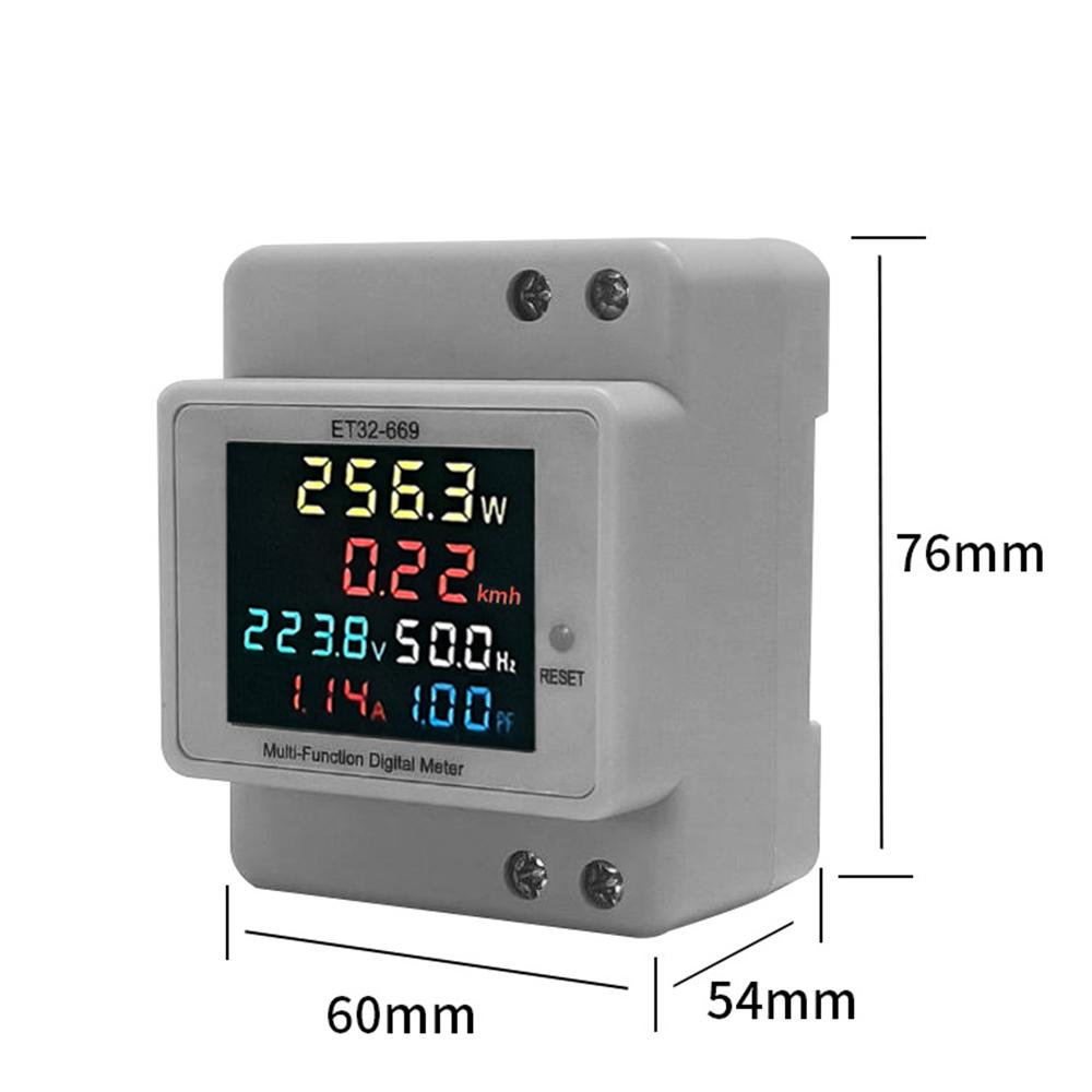 ET32-669 High Precision Professional Electrical Meter with Full-view LCD Screen Measures Voltage Current Power Frequency and Power Factor